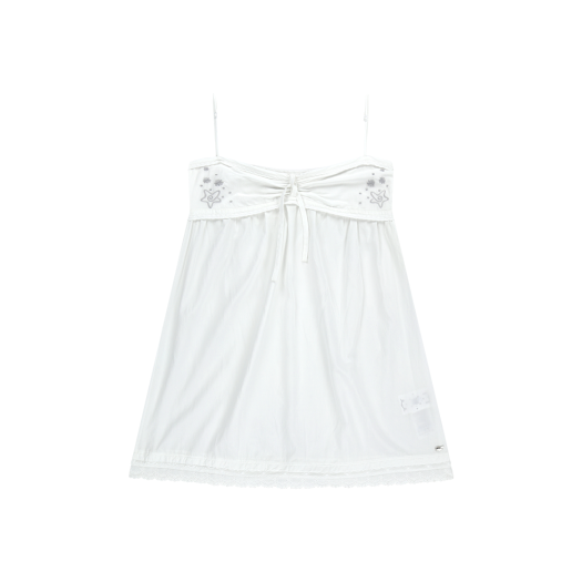 SU2502OP82 COYSEIO Solar Stitch Mini Dress White