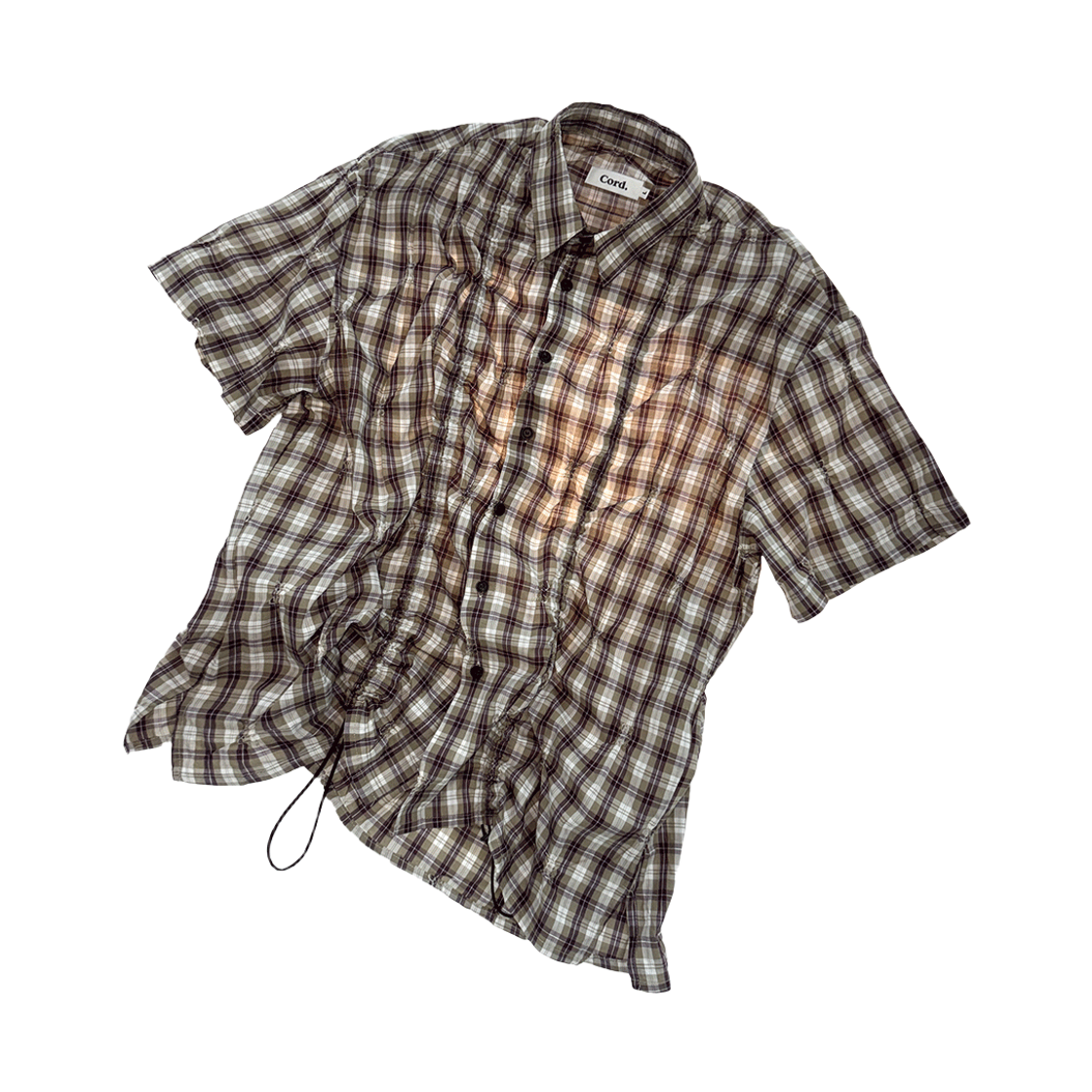 코드 웨이브 스트링 핀치 셔츠 베이지 체크(Cord Wave String Pinch Shirt Beige Check) - 3
