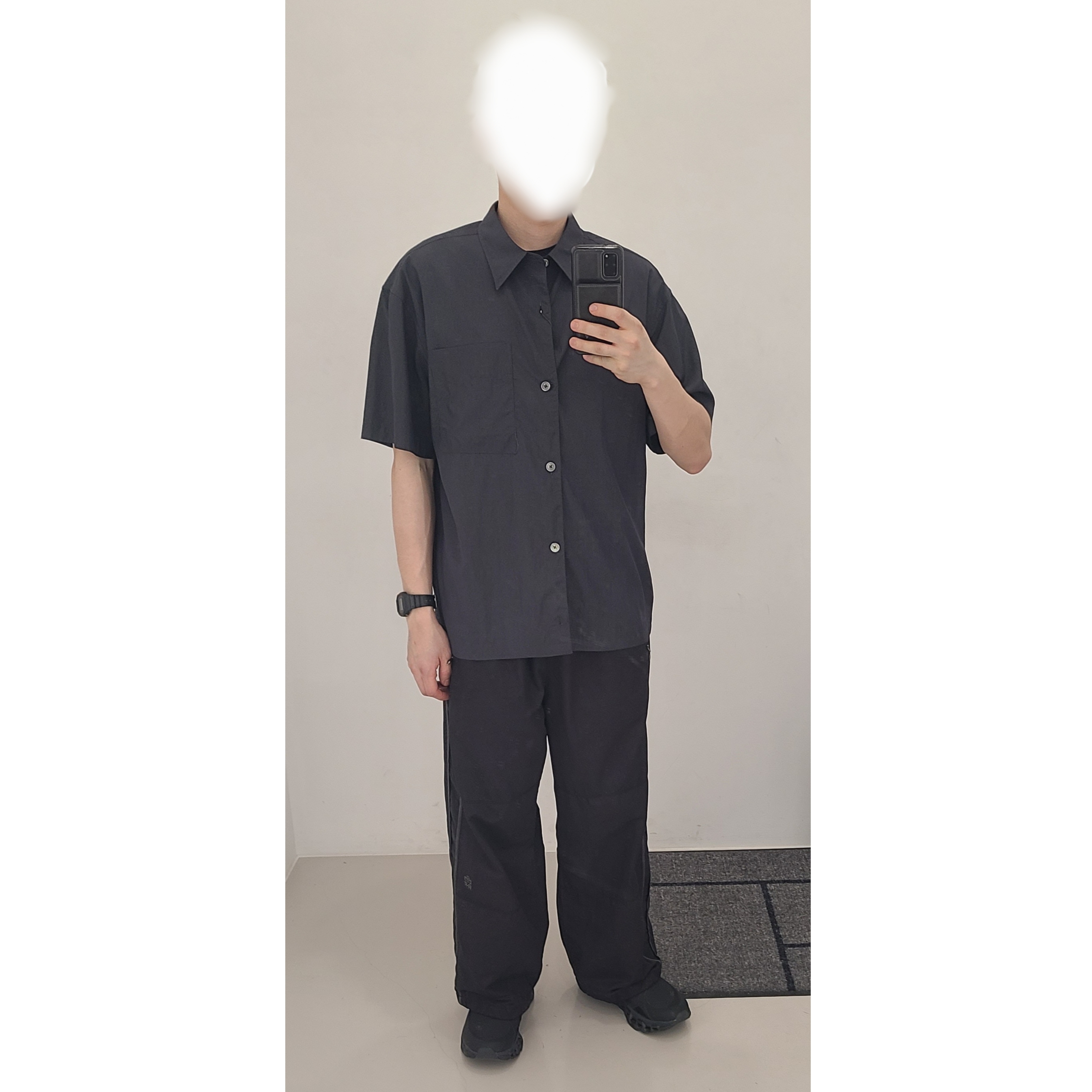 Polyteru 1011 Nylon Track Pants Triple Black, Casio G-Shock DW-5600UBB-1DR 착용 스타일 - 1