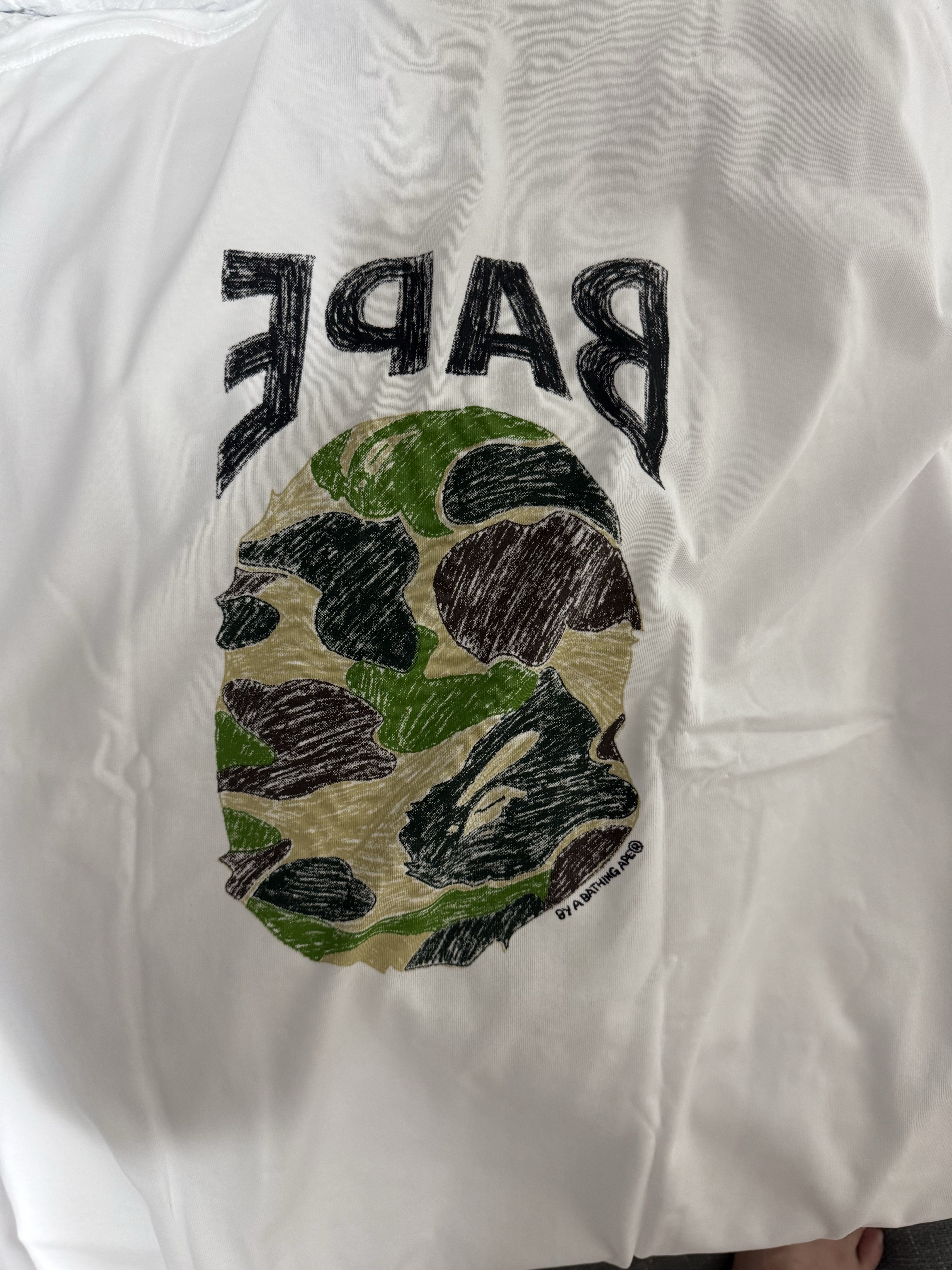 BAPE ABC Camo Hand Draw Ape Head Relaxed Fit T-Shirt White 착용 스타일 - 2