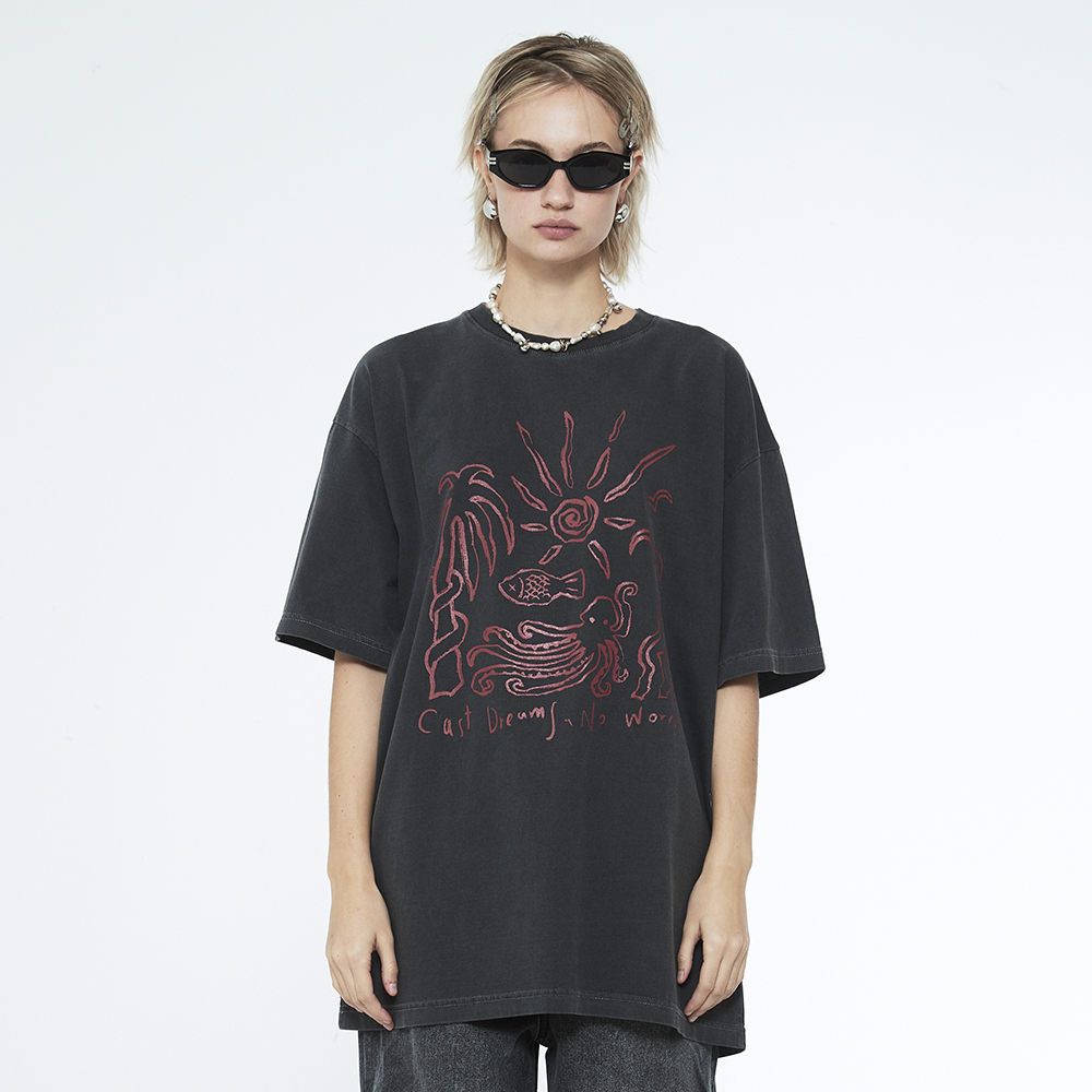 쎄르페 캐스트드림 노워리스 피그먼트 반팔티 차콜(SSERPE Cast Dreams No Worries Pigment Half Sleeve T Charcoal) - 5