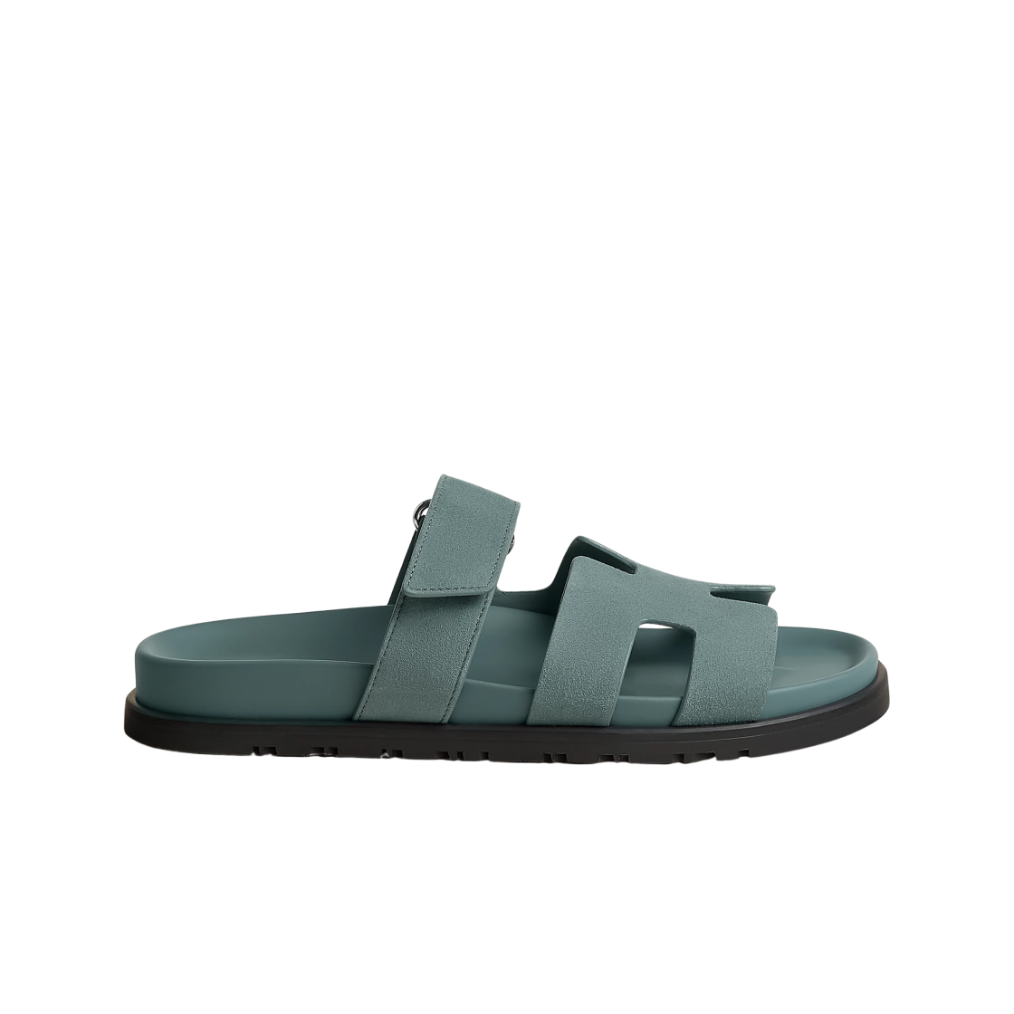 H222297ZBR (W) Hermes Chypre Sandal Suede Goatskin & Bleu Tonnerre