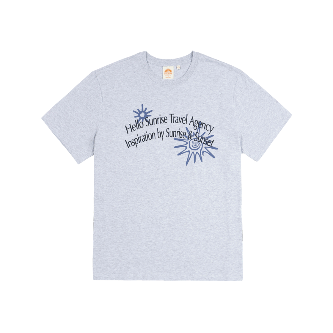 헬로선라이즈 HS 트래블 에이전시 아치 로고 티셔츠 3% 멜란지 그레이(Hello Sunrise HS Travel Agency Arch Logo Tee 3% Melange Gray)