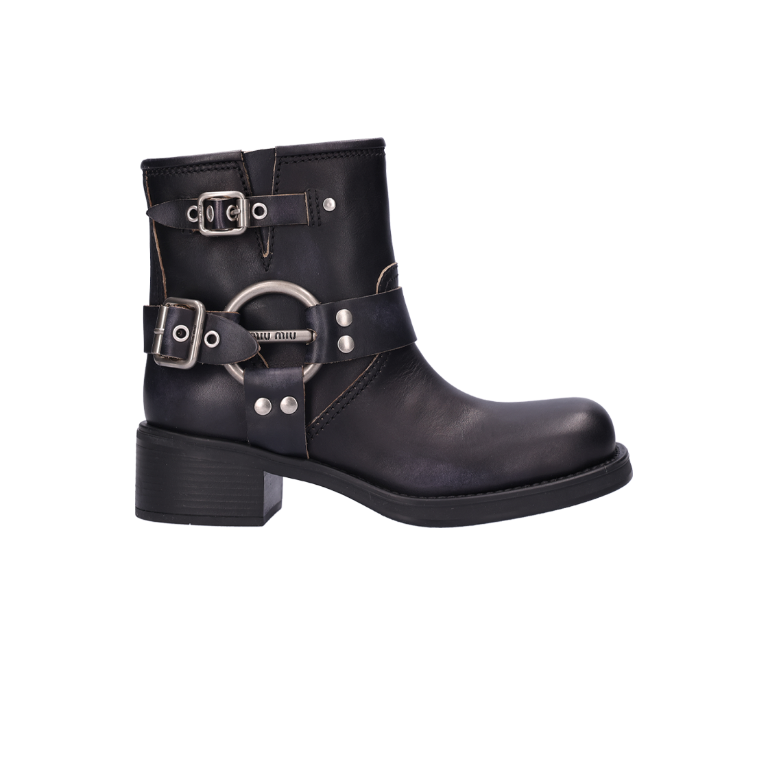 ITCF52R556FC Miu Miu Vintage-Look Boots Calfskin Black Size 38.5