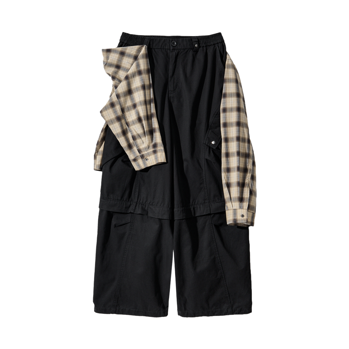 코드 랩 셔츠 3-컨버트 디테쳐블 팬츠 블랙(Cord Wrap Shirts 3-Convert Detachable Pants Black)