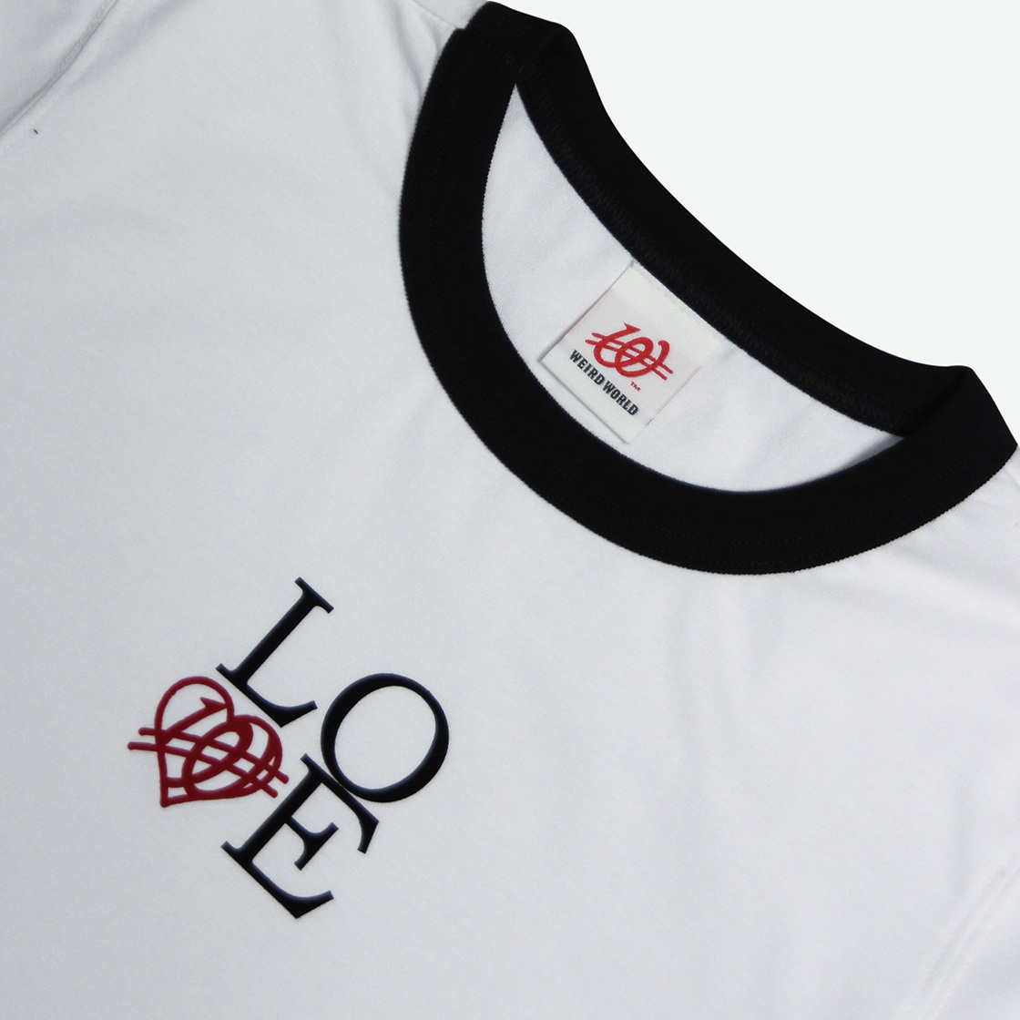 위얼드월드 러브 크롭 링거 티셔츠 화이트(Weird World LOVE Crop Ringer T-shirt White) - 3