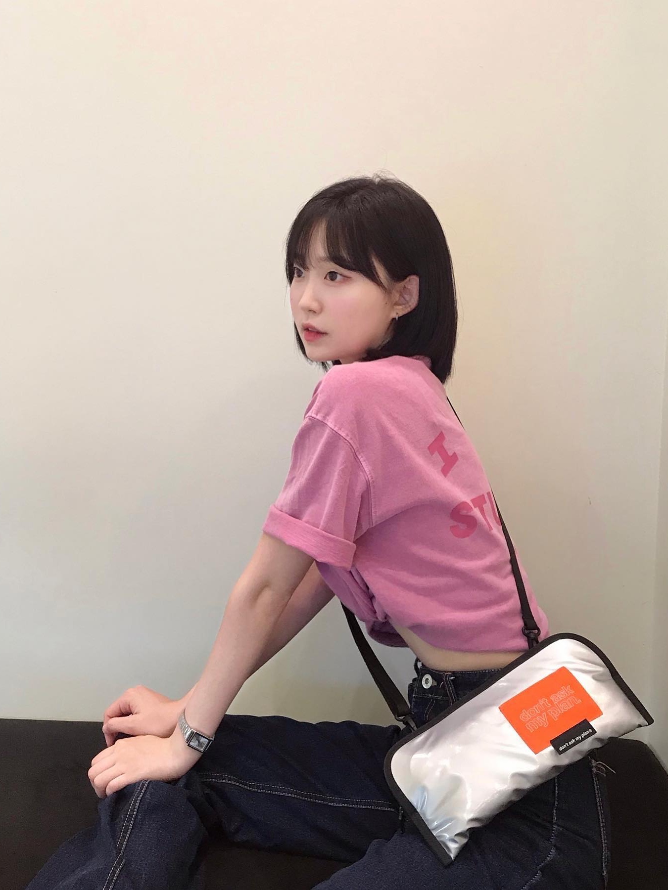 Don't Ask My Plan 3way Mnbag - Silver, Don't Ask My Plan String Eco Back Pack -Silver 착용 스타일 - 2