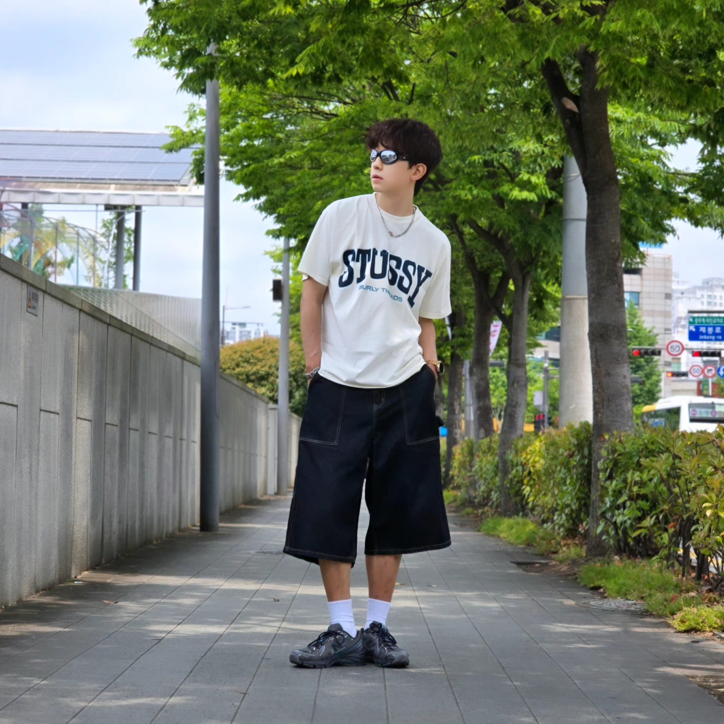 Stussy Burly Threads Pigment Dyed T-Shirt Natural, Samsung Galaxy Watch6 44mm LTE Silver (Korean Ver.) 착용 스타일 - 4