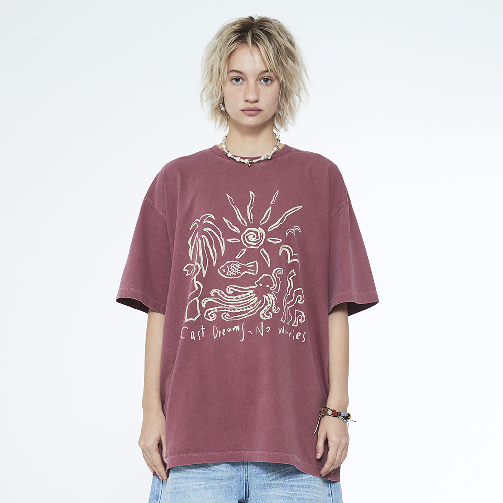 쎄르페 캐스트드림 노워리스 피그먼트 반팔티 코랄핑크(SSERPE Cast Dreams No Worries Pigment Half Sleeve T Coral Pink) - 5