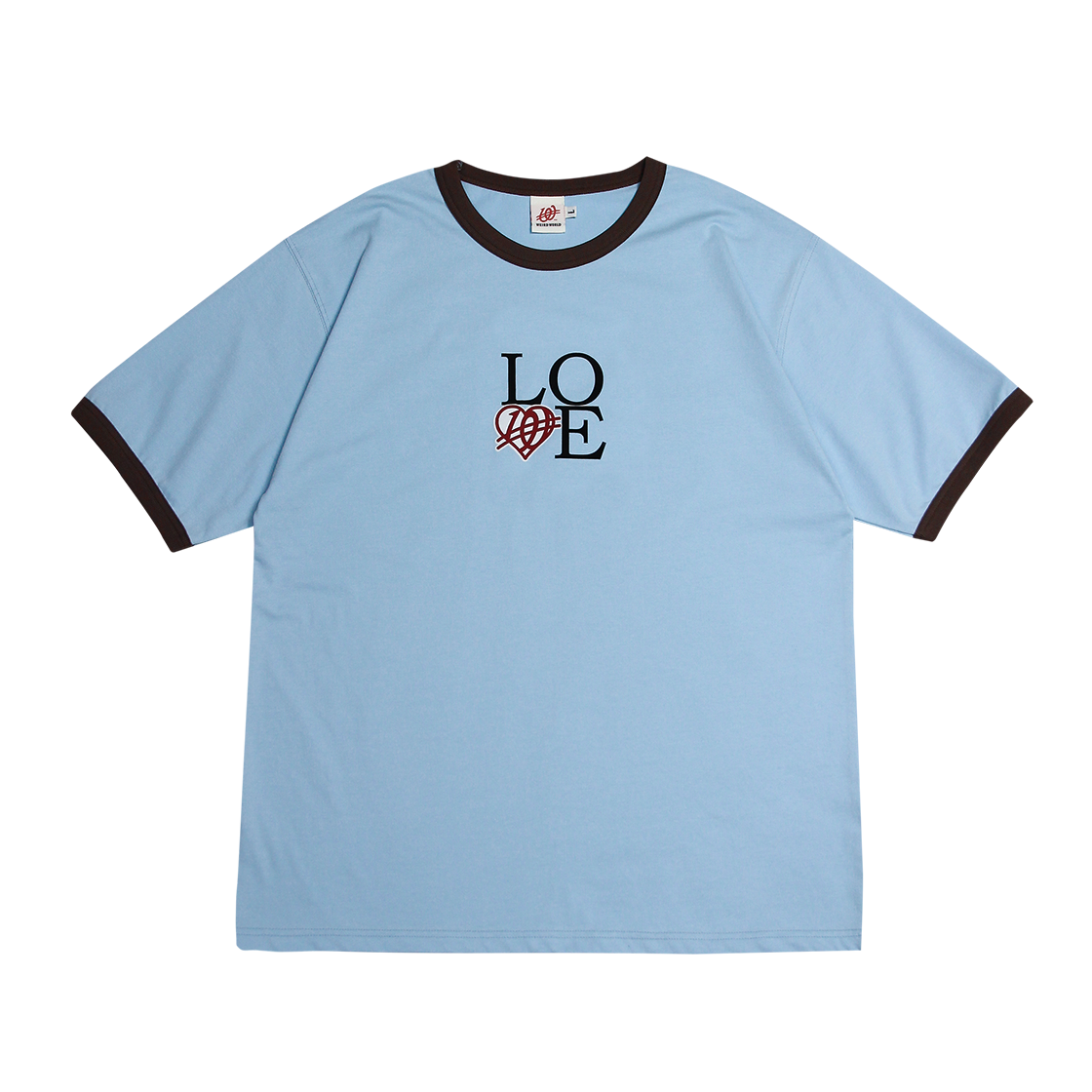 위얼드월드 러브 링거 티셔츠(Weird World LOVE Ringer T-shirt Sky Blue) - 1