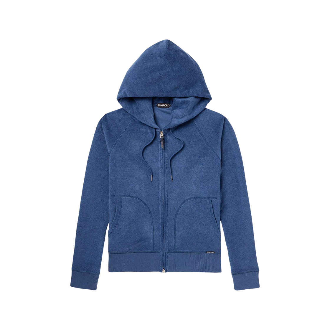 JDL002-JMC008S23-HB745 Tom Ford Cotton Terry Zip-Up Hoodie Blue