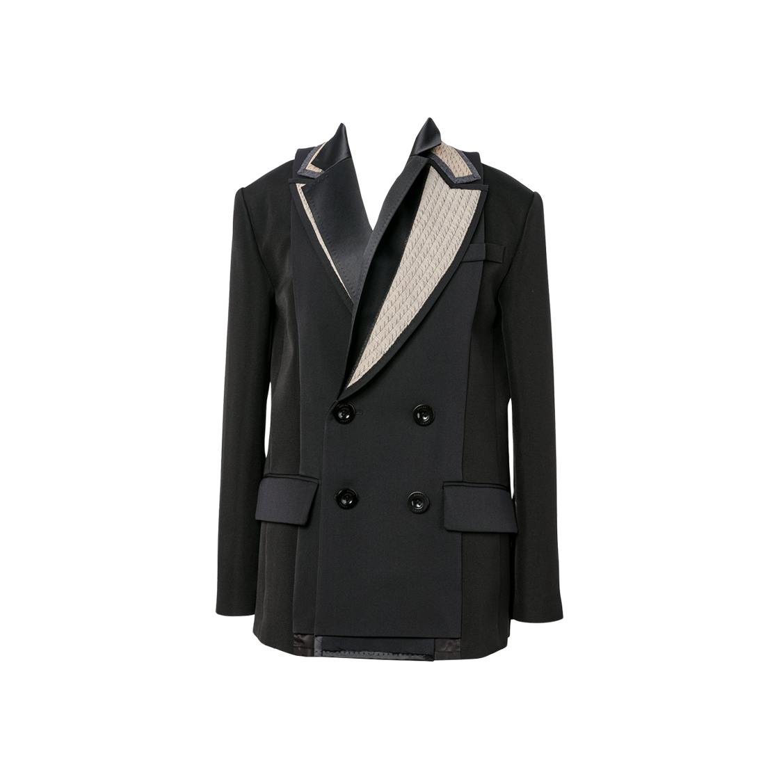 25-07937-001 (W) Sacai Doeskin Double Faced Silk Cotton Jacket Black