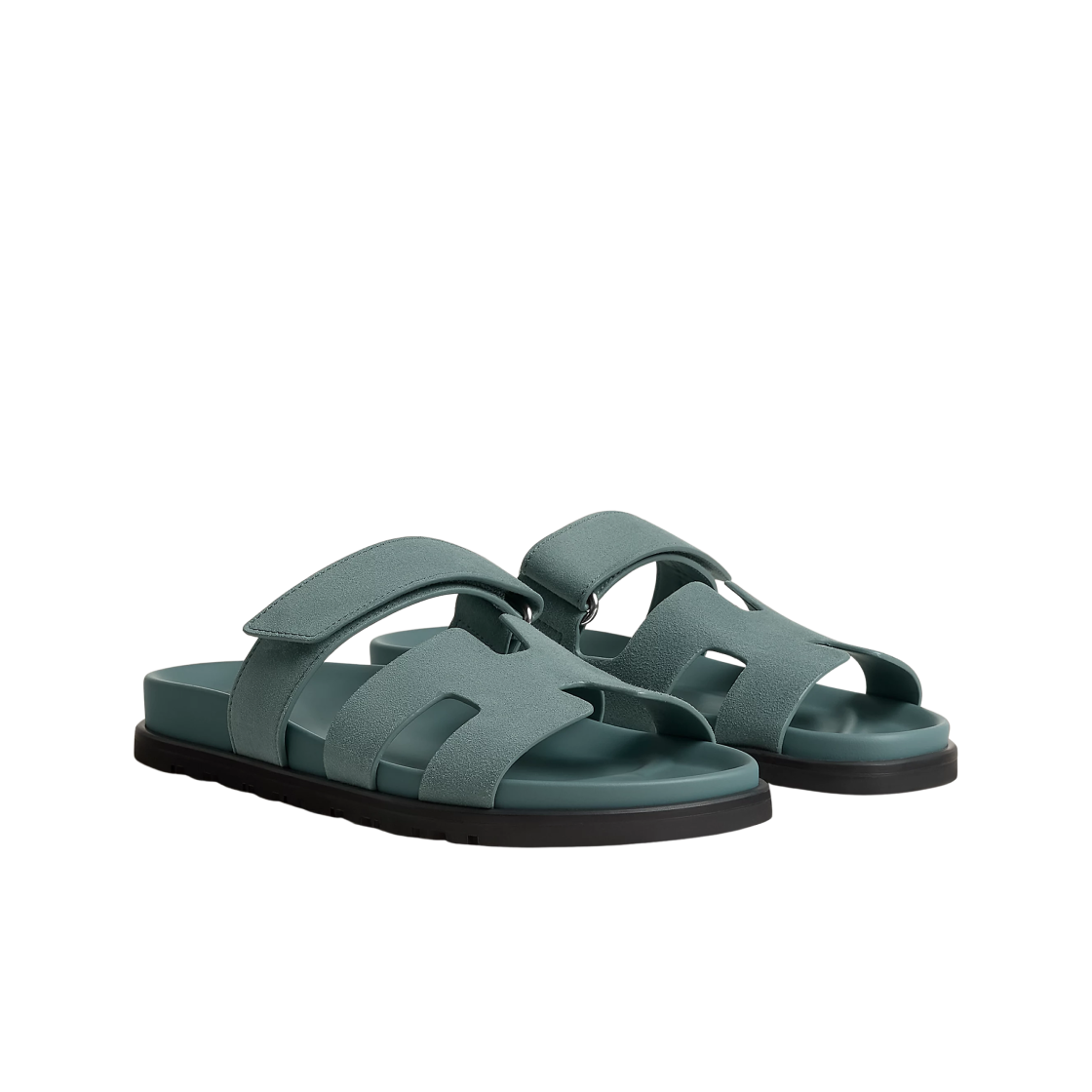 (W) 에르메스 시프레 샌들 스웨이드 고트스킨 & 블루 또네르((W) Hermes Chypre Sandal Suede Goatskin & Bleu Tonnerre) - 2