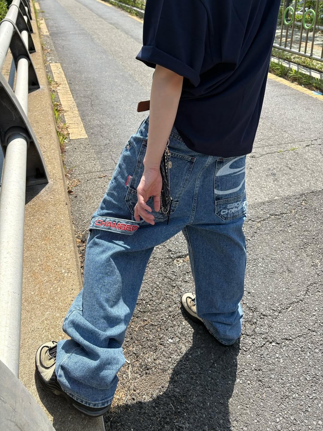 SPORT CHAMBER SC 90's Carpenter Denim Pants Blue, Nike x Stussy Air Penny II Rattan and Limestone 착용 스타일 - 1