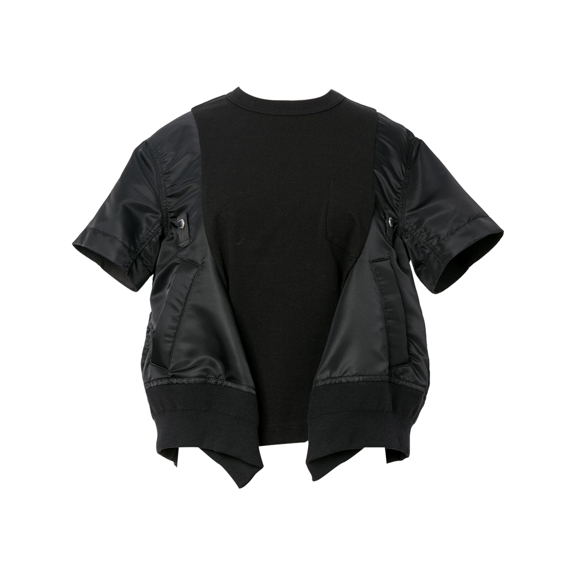 25-07998-001 (W) Sacai Nylon Twill Cotton Jersey T-Shirt Black
