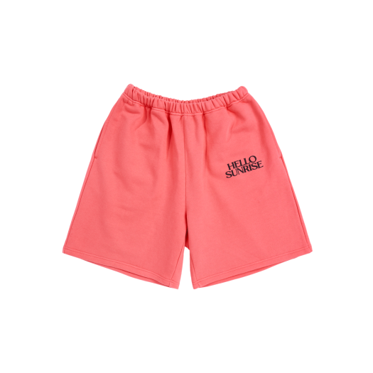 HS52PT002PK Hello Sunrise Volume Typo Half Sweatpants_Coral Pink