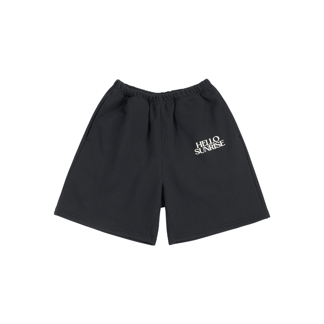HS52PT002CC Hello Sunrise Volume Typo Half Sweatpants_Charcoal - 대표 이미지 #1