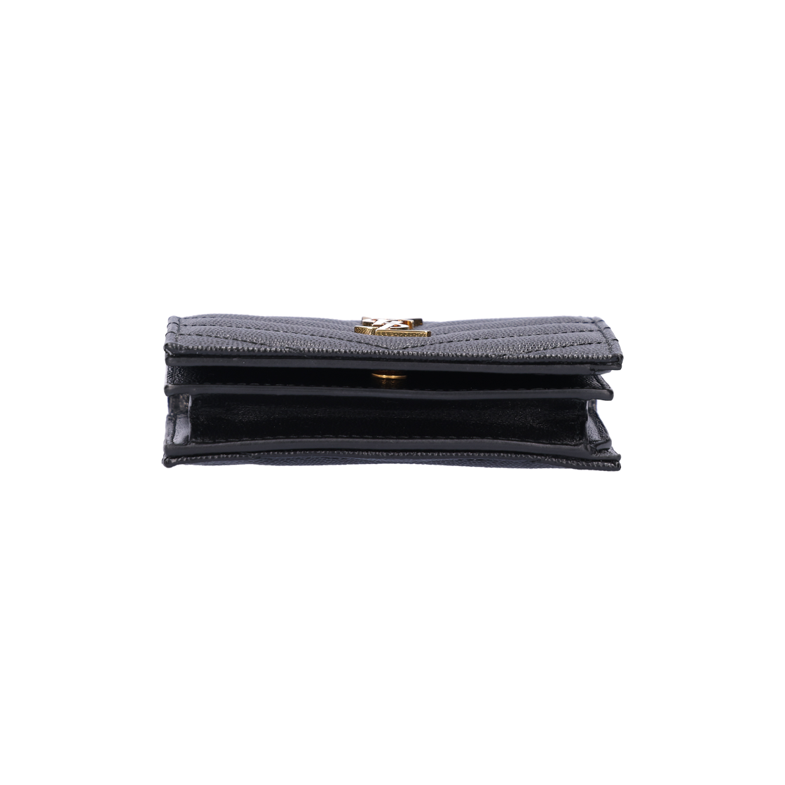 ITA3UI27W3KD Saint Laurent Grain de Poudre Textured Quilted Wallet Black with Gold-Tone Hardware - #5