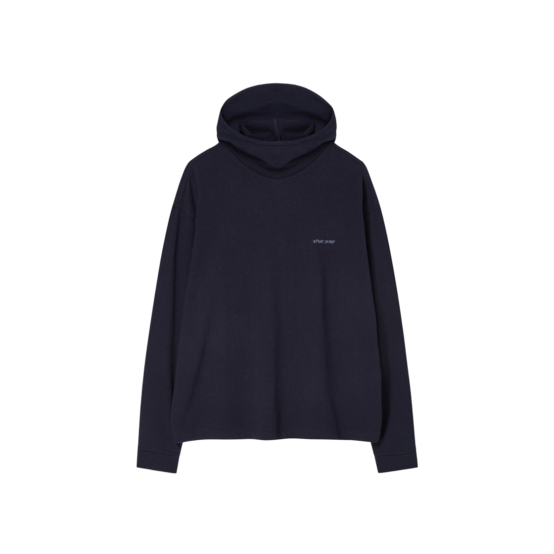애프터 프레이 후디드 터틀넥 티셔츠 네이비(After Pray Hooded Turtleneck T-Shirt Navy)