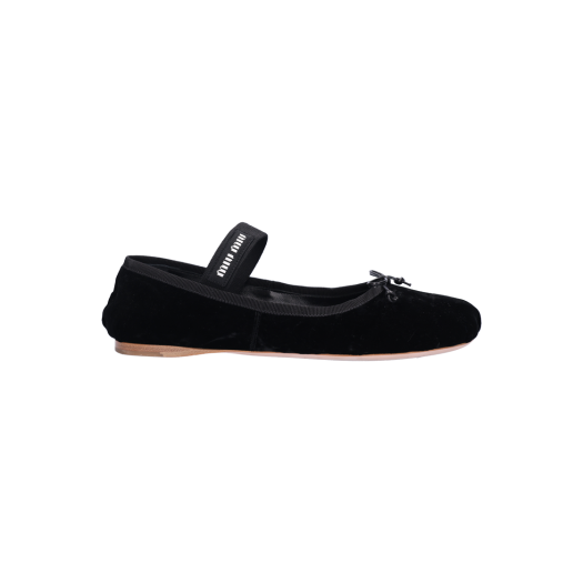 ITHBVPB6T9H3 Miu Miu Ballerina Flats Velvet Black Size 37.5