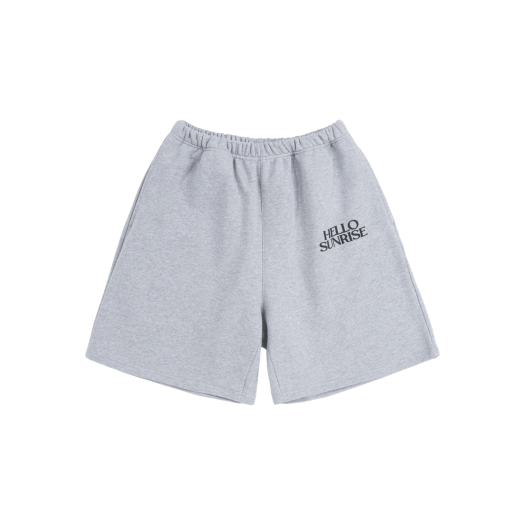 HS52PT002MG Hello Sunrise Volume Typo Half Sweatpants_Melange Gray