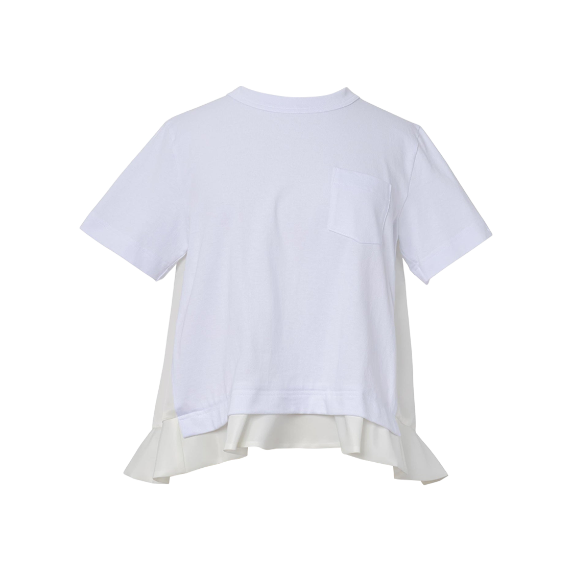 (W) 사카이 나일론 트윌 코튼 저지 티셔츠 화이트((W) Sacai Nylon Twill Cotton Jersey T-Shirt White) - 1