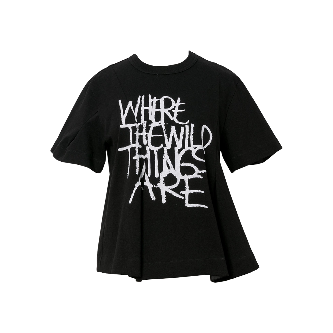 (W) 사카이 웨어 더 와일드 띵즈 아 코튼 저지 티셔츠 블랙((W) Sacai Where The Wild Things Are Cotton Jersey T-Shirt Black) - 1