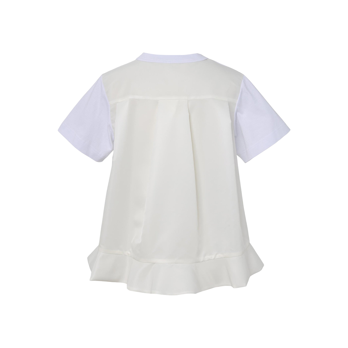 (W) 사카이 나일론 트윌 코튼 저지 티셔츠 화이트((W) Sacai Nylon Twill Cotton Jersey T-Shirt White) - 2