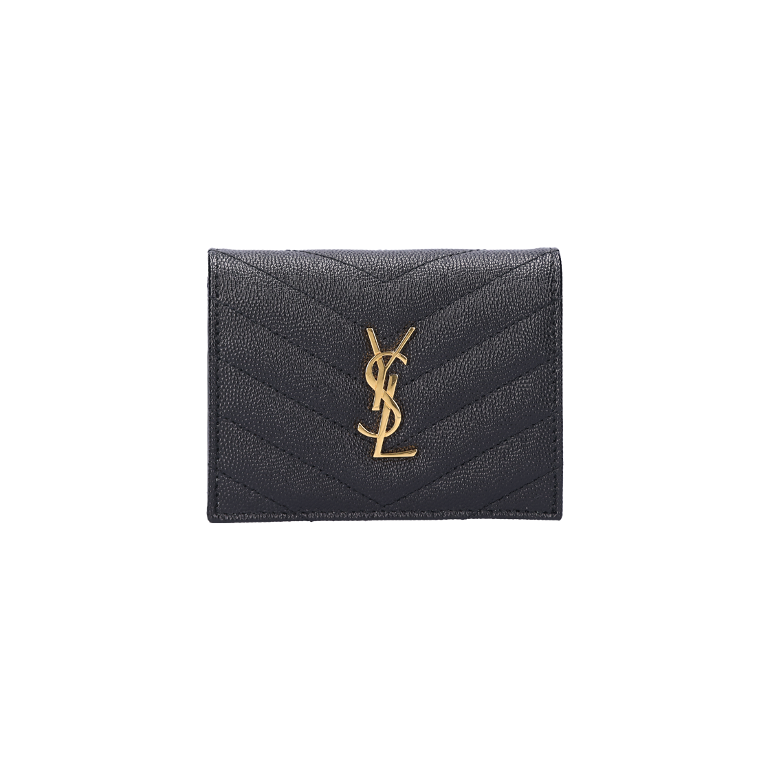 ITA3UI27W3KD Saint Laurent Grain de Poudre Textured Quilted Wallet Black with Gold-Tone Hardware - 대표 이미지 #1