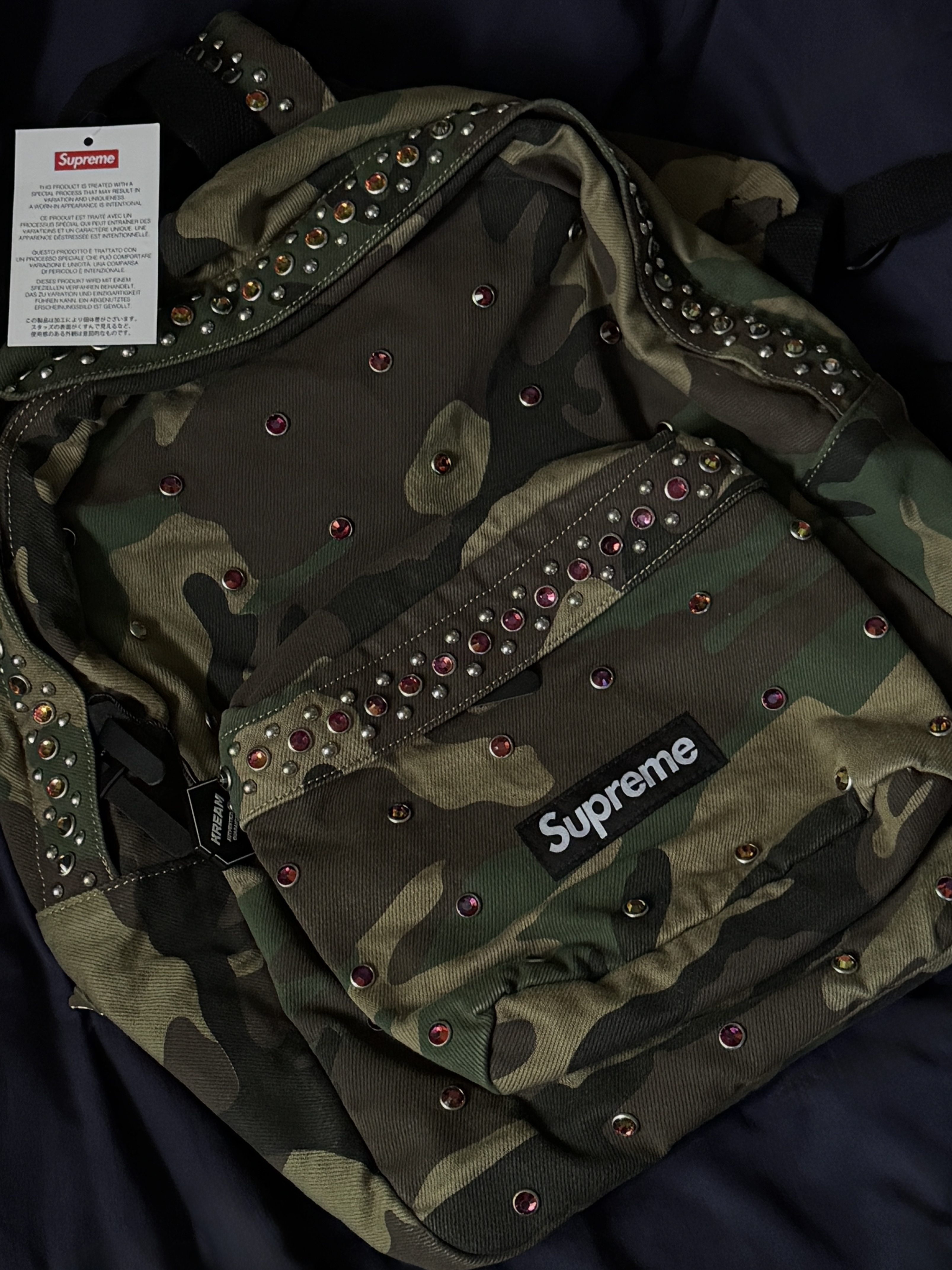 Supreme x B.B. Simon Denim Backpack Woodland Camo - 25SS 착용 스타일