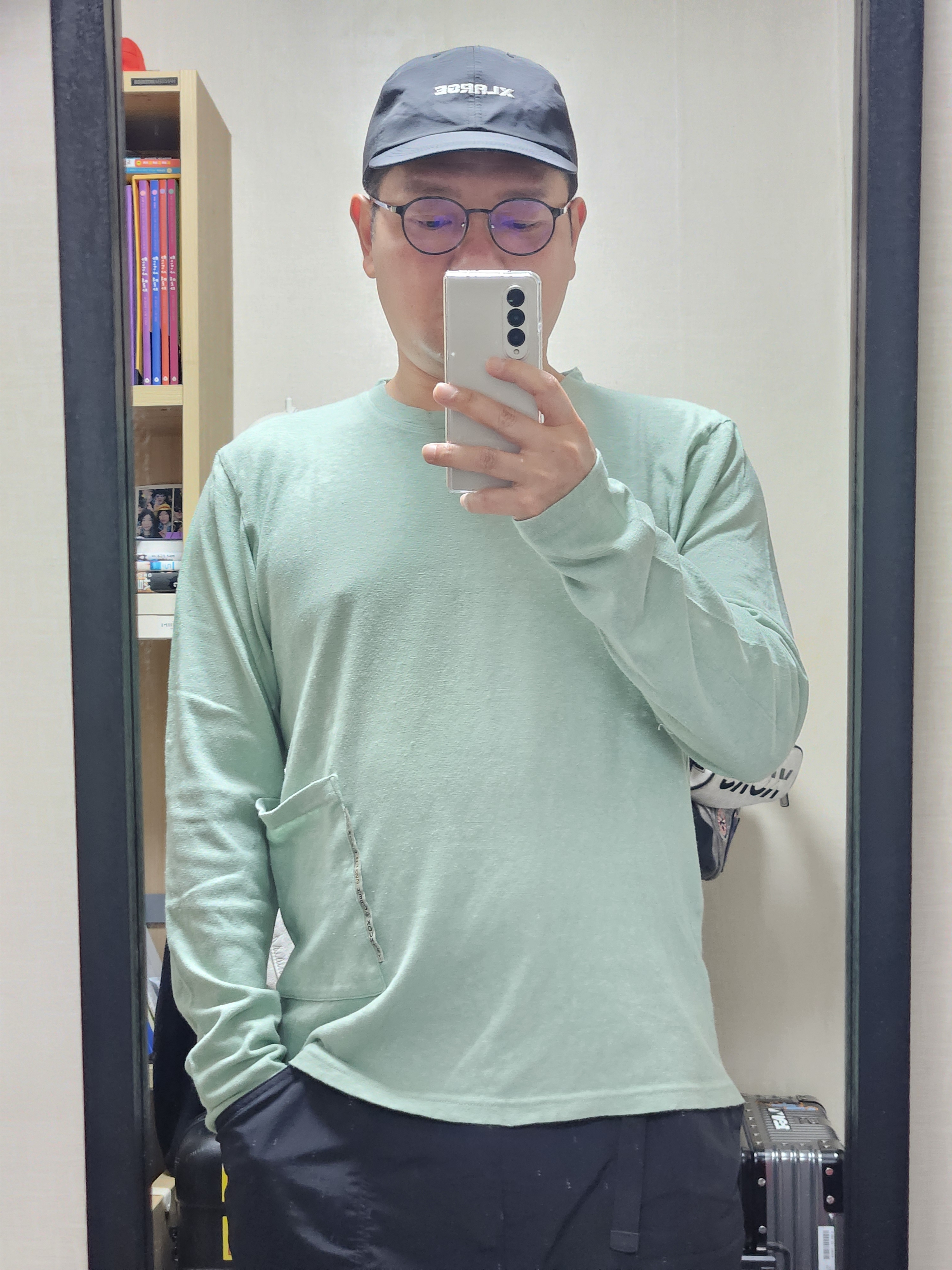 Kapital 20 Tenjiku Ringer T-Shirt Hard Rain Sundance Pt Black, Kapital Gauze Jersey Biscuit Pocket Long Sleeve Mint 착용 스타일 - 4