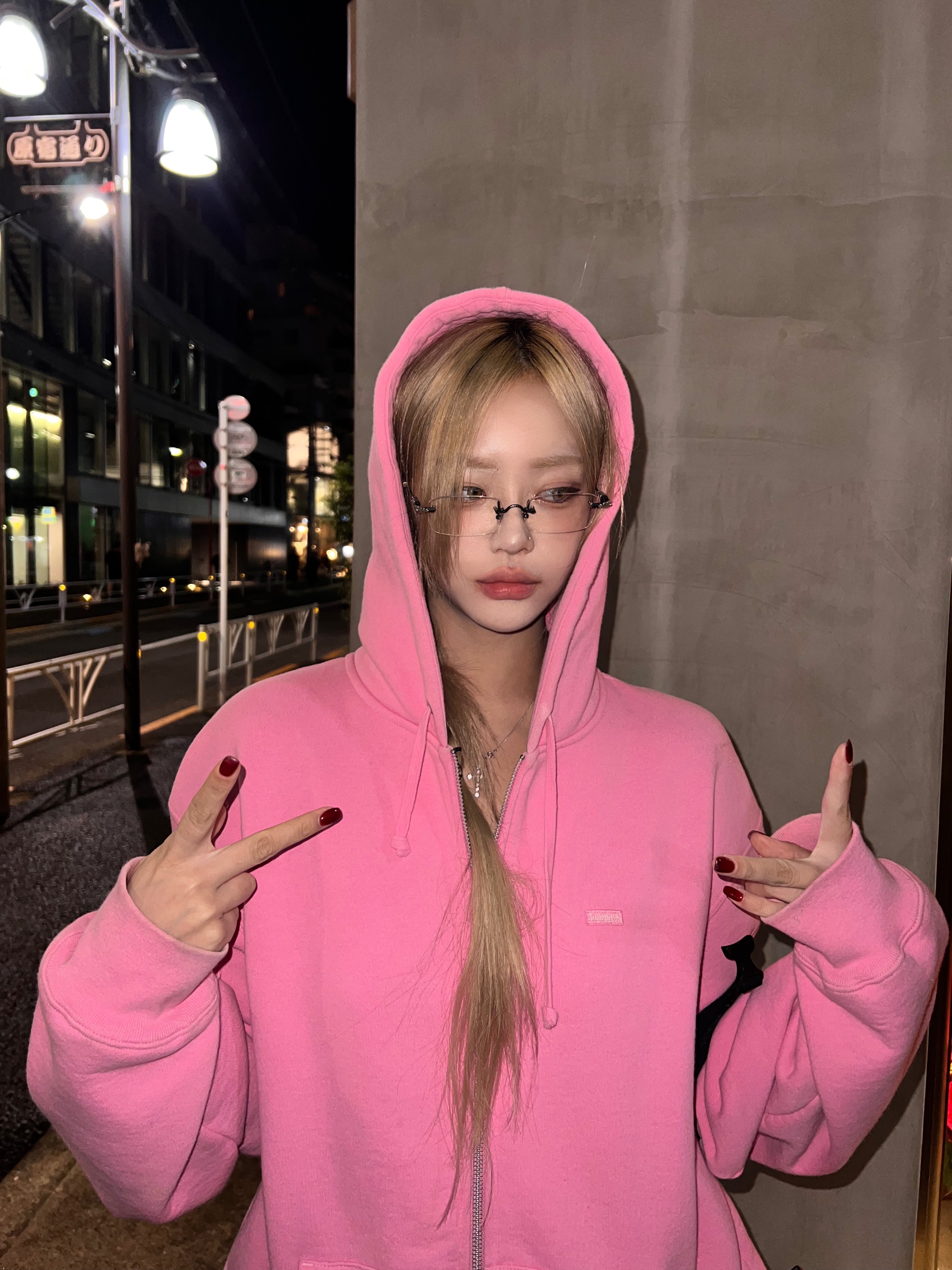 Supreme Small Box Zip Up Hooded Sweatshirt Pink - 23FW, Chrome Hearts Pills III Shiny Silver Black Plastic 착용 스타일 - 1