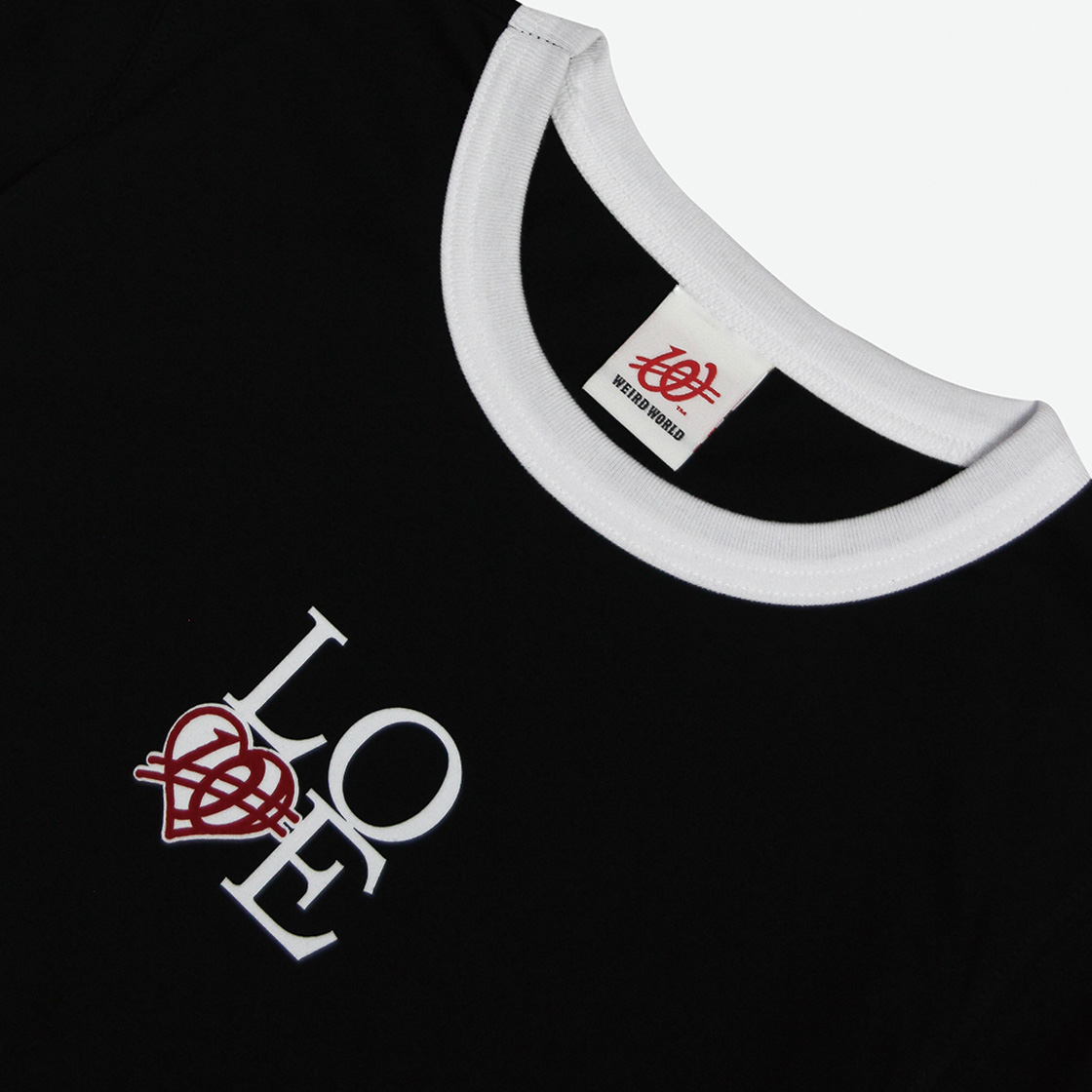 위얼드월드 러브 크롭 링거 티셔츠 블랙(Weird World LOVE Crop Ringer T-shirt Black) - 3
