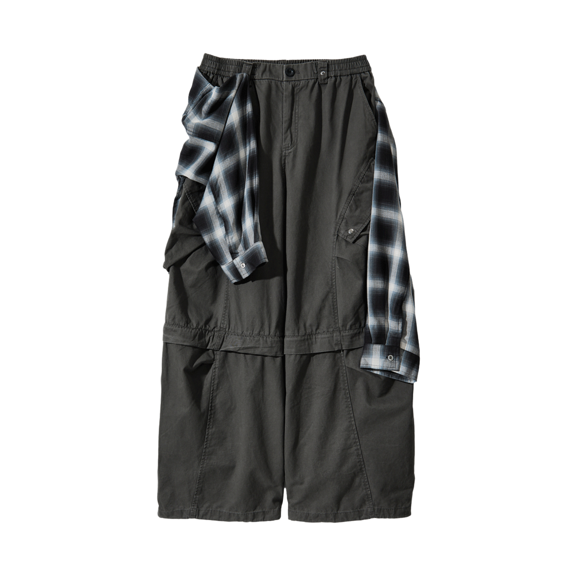 코드 랩 셔츠 3-컨버트 디테쳐블 팬츠 차콜(Cord Wrap Shirts 3-Convert Detachable Pants Charcoal)