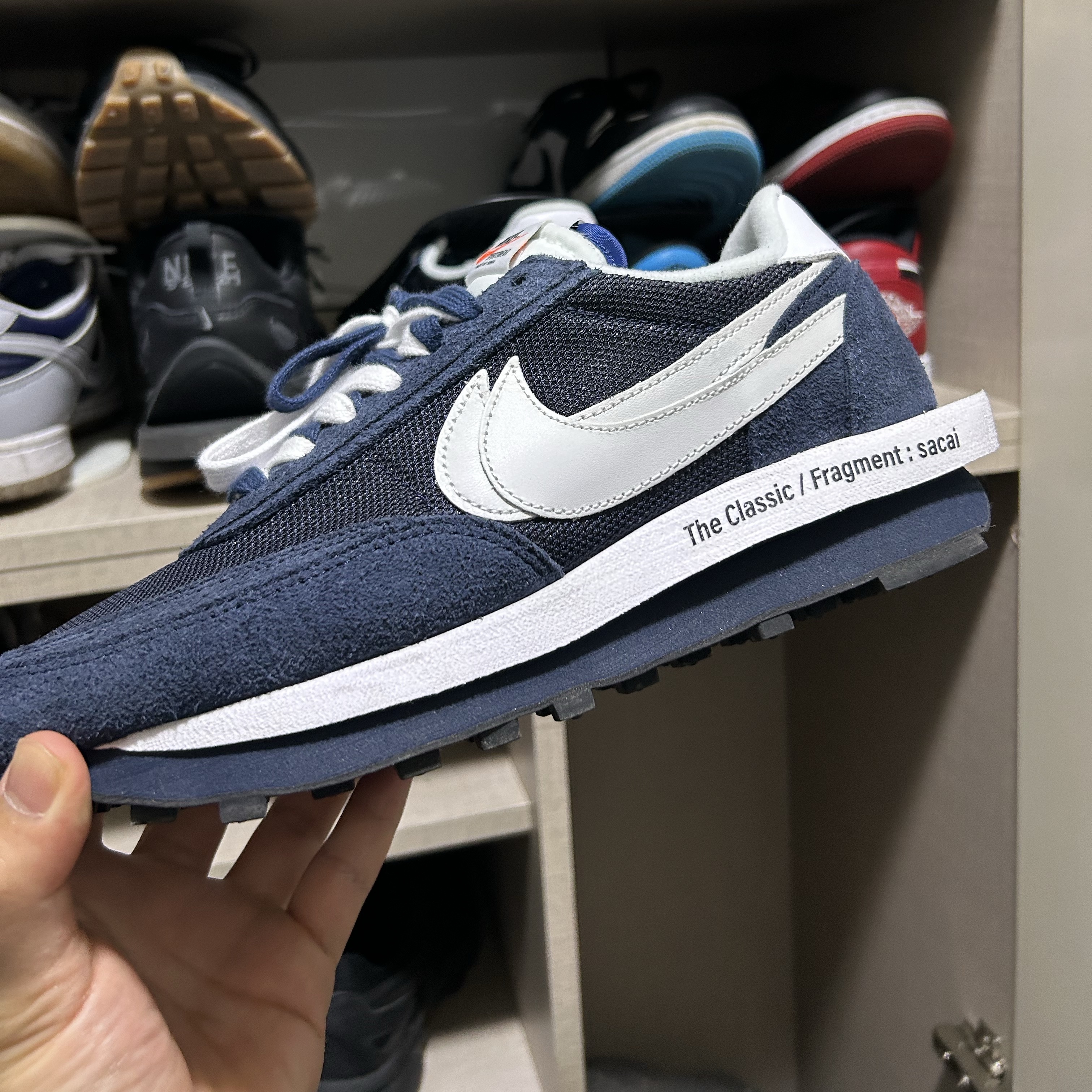 Nike x Sacai x Fragment LDWaffle Blackened Blue 착용 스타일