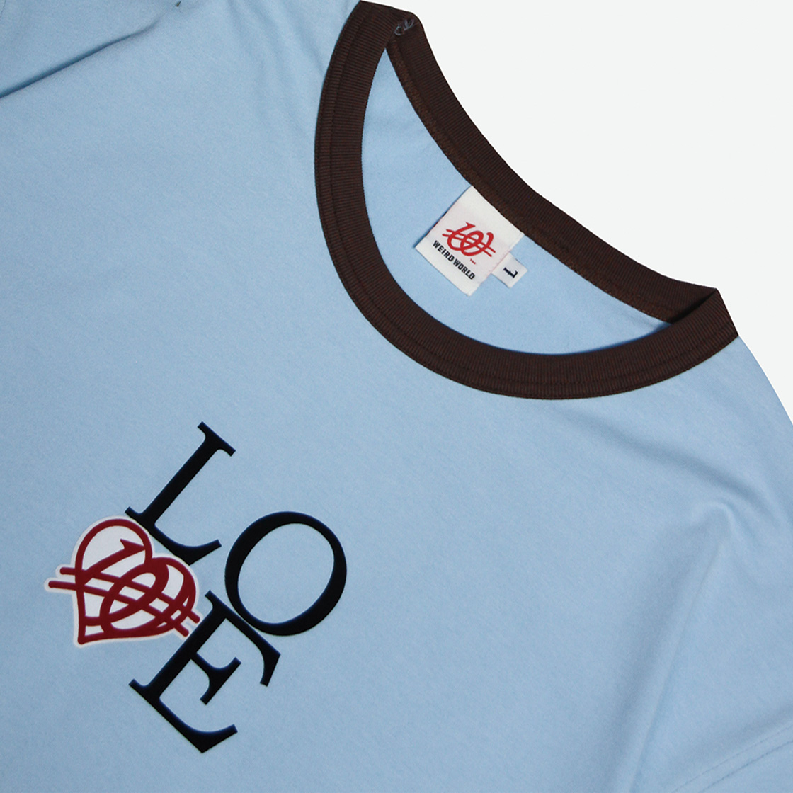 위얼드월드 러브 링거 티셔츠(Weird World LOVE Ringer T-shirt Sky Blue) - 3