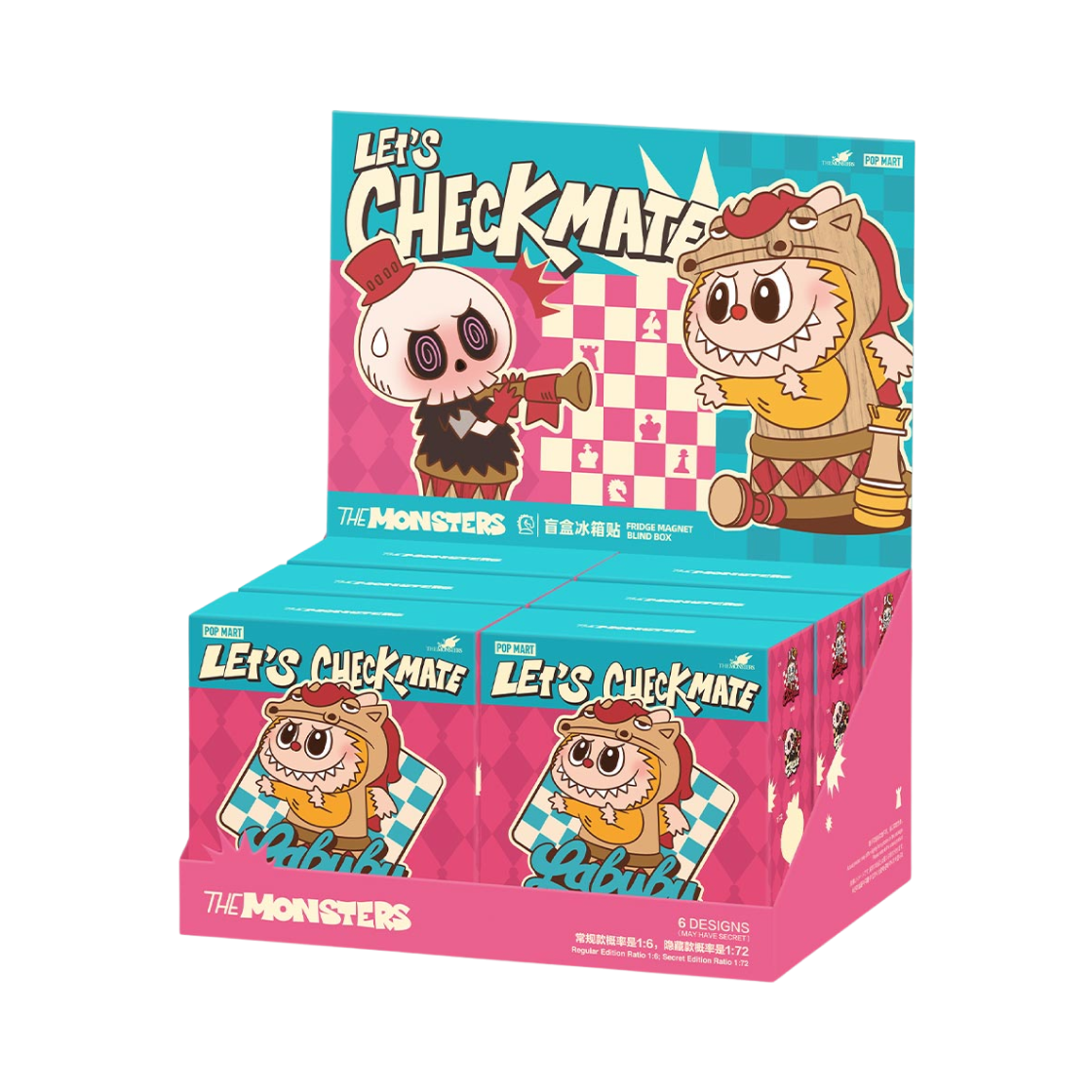 팝마트 더 몬스터즈 체크메이트 시리즈 프리지 마그넷 미개봉 랜덤박스 (6개입)(Pop Mart The Monsters Checkmate Series Fridge Magnet Sealed Case (6 Blind Boxes))
