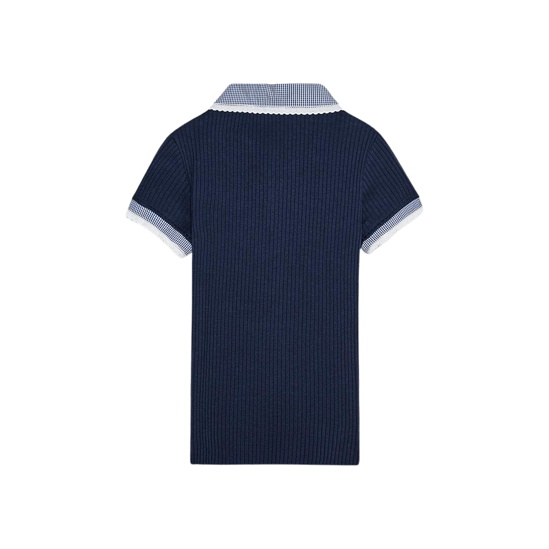 (W) 자라 피터팬 칼라 골지 티셔츠 네이비((W) Zara Peter Pan Collar Gorge T-Shirt Navy) - 2