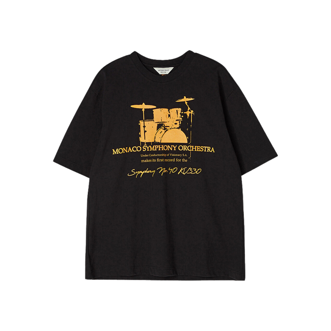 애프터 프레이 프린티드 드럼 티셔츠 블랙 오렌지(After Pray Printed T-shirt Drum Black Orange)