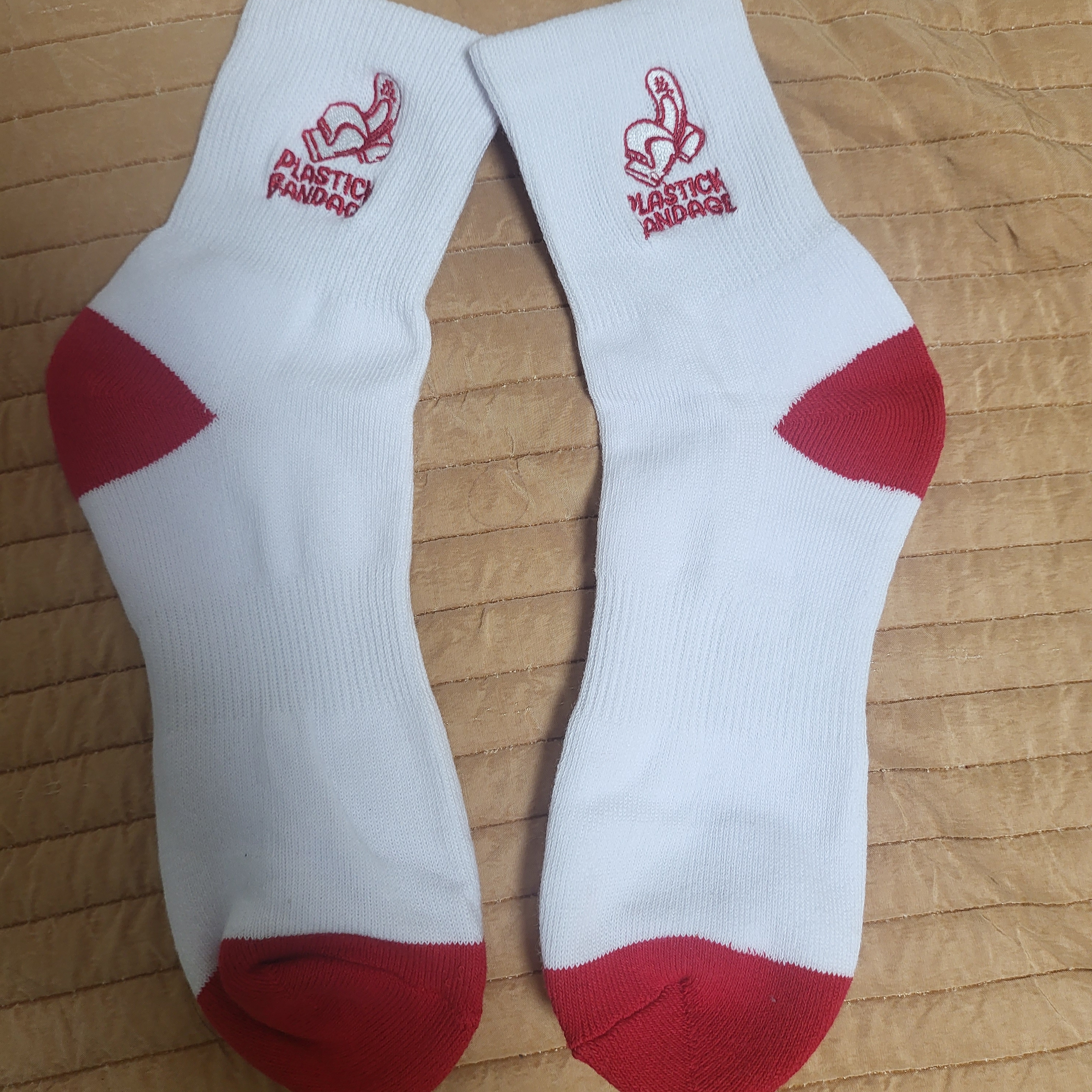 Plastick Bandage Heel Bandage Socks White 착용 스타일