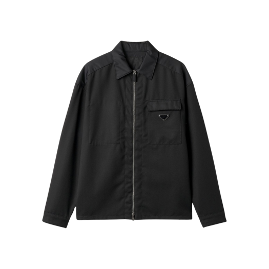 SC569-11A6-F0002 Prada Triangle Logo Shirt Jacket Black