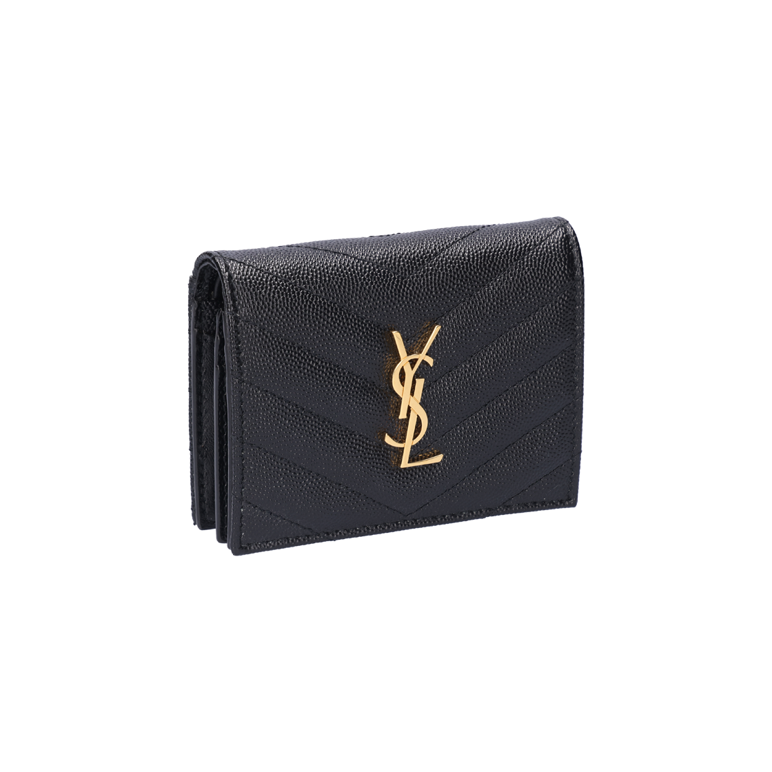 ITA3UI27W3KD Saint Laurent Grain de Poudre Textured Quilted Wallet Black with Gold-Tone Hardware - #6