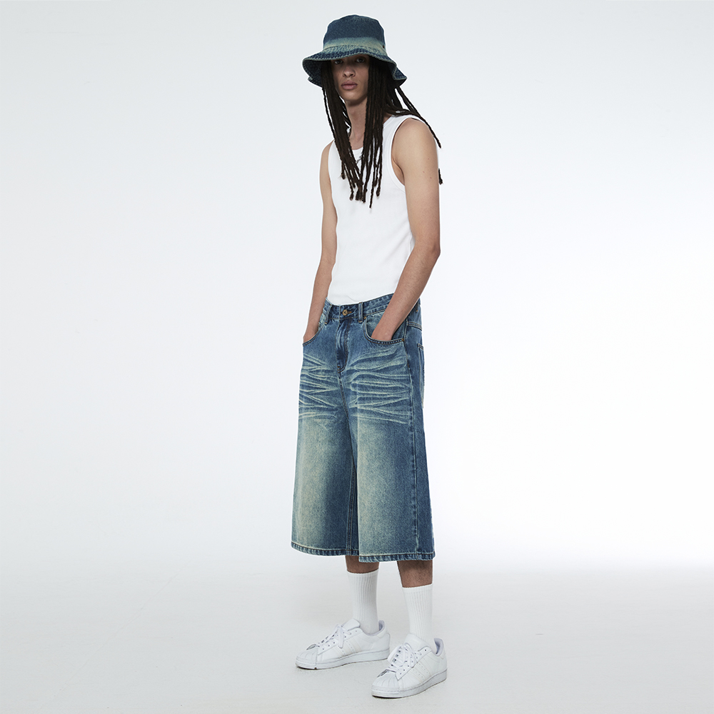 쎄르페 스네이크 버뮤다 데님팬츠 빈티지 블루(SSERPE Snake Bermuda Denim Pants Vintage Blue) - 4