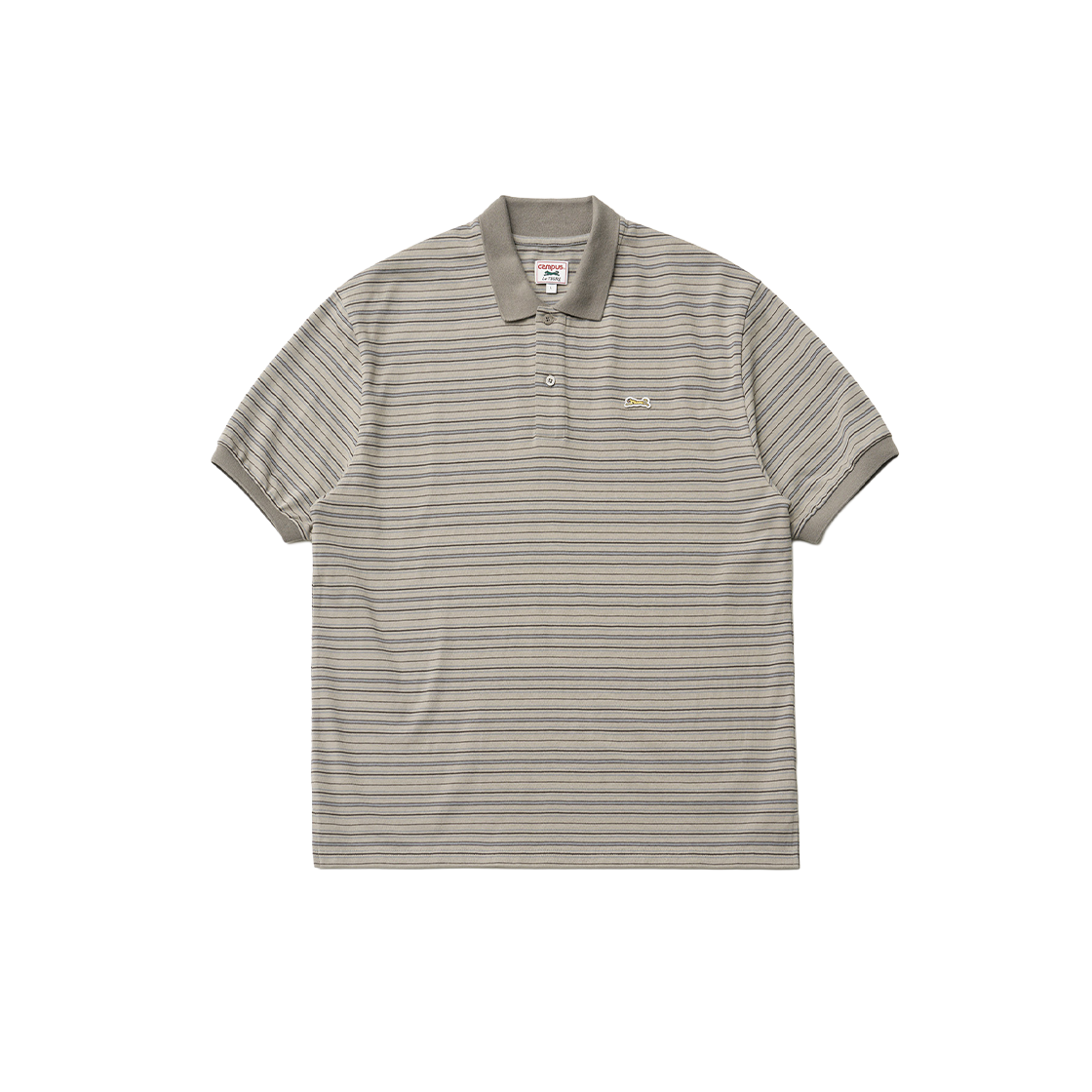 르티그레 멀티-스트라이프 폴로 티셔츠 페일 카키(Le TIGRE Multi-stripe polo T-shirt Pale Khaki)