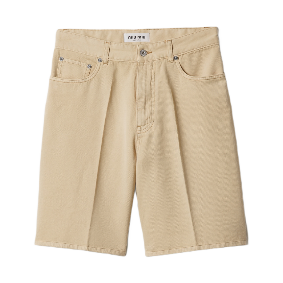 (W) 미우 미우 라이트 데님 버뮤다 팬츠 베이지((W) Miu Miu Light Denim Bermuda Pants Beige) - 1