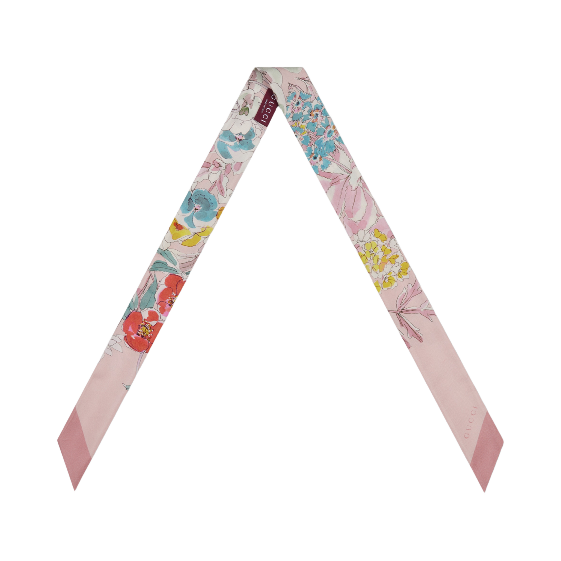 (W) 구찌 프린티드 실크 트윌 넥 보우 라이트 핑크 핑크((W) Gucci Printed Silk Twill Neck Bow Light Pink Pink) - 2