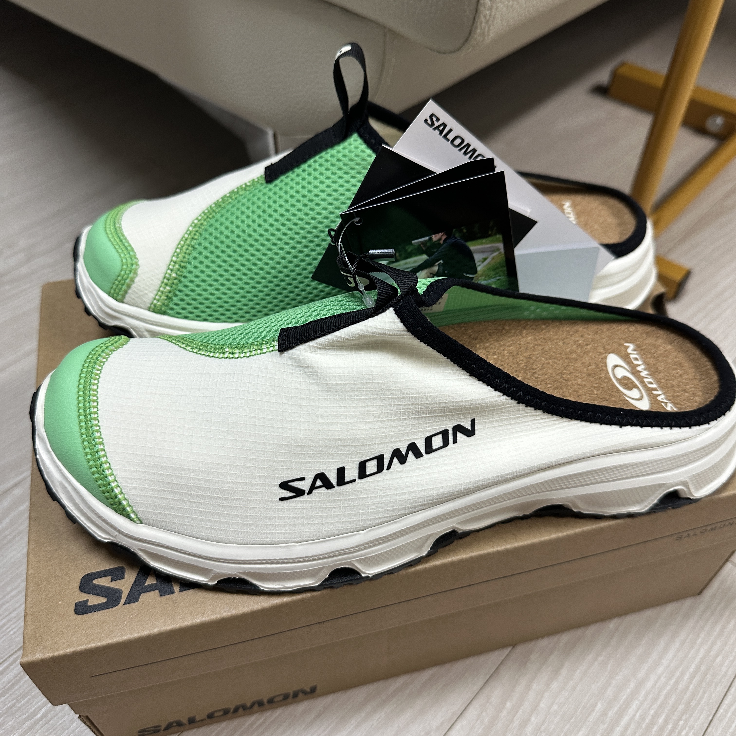 Salomon RX Slide 3.0 Vanilla Green 착용 스타일