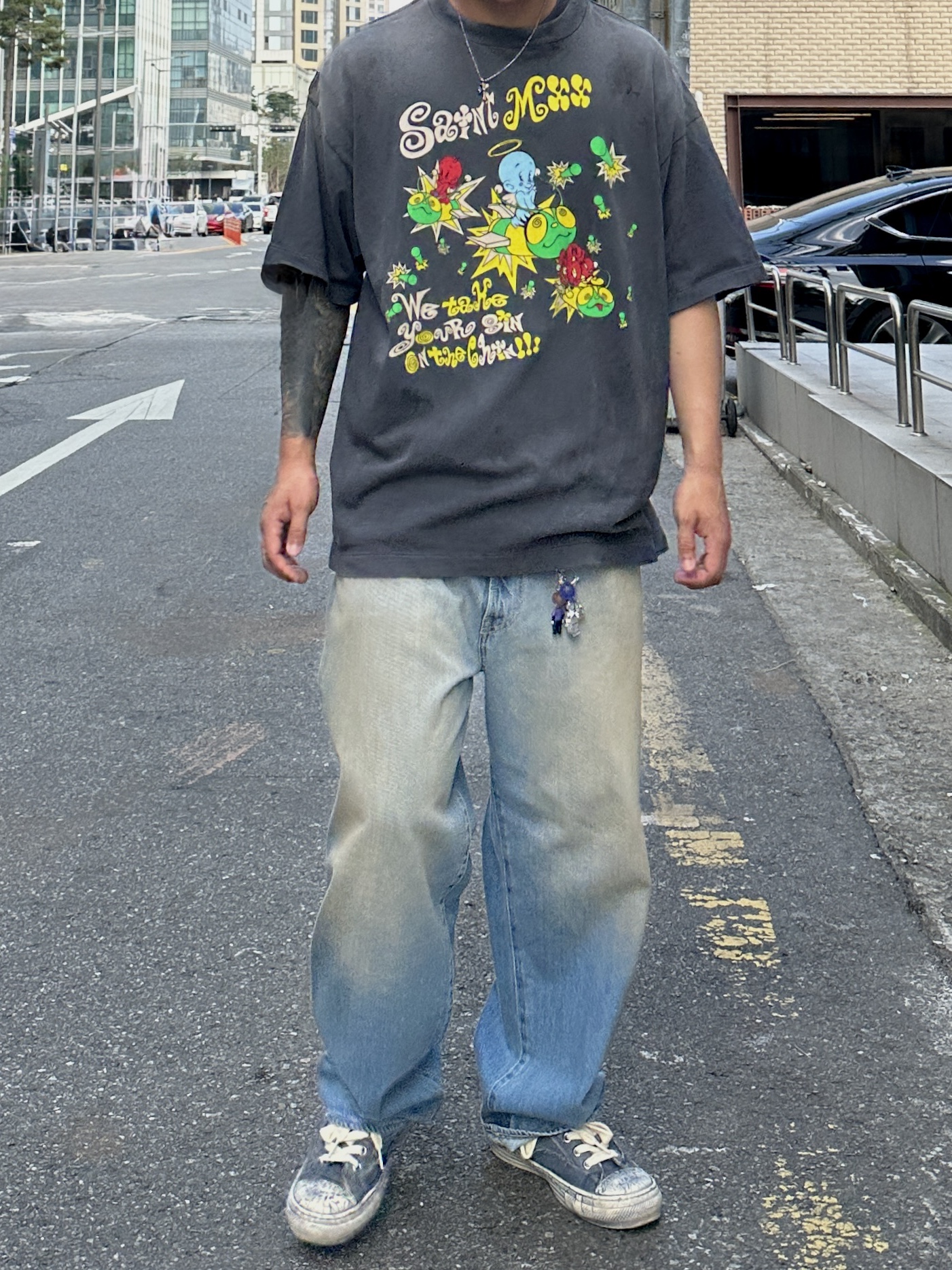 Saint Mxxxxxx Saint MX6 S/S T-Shirt Black - 25SS 착용 스타일 - 3