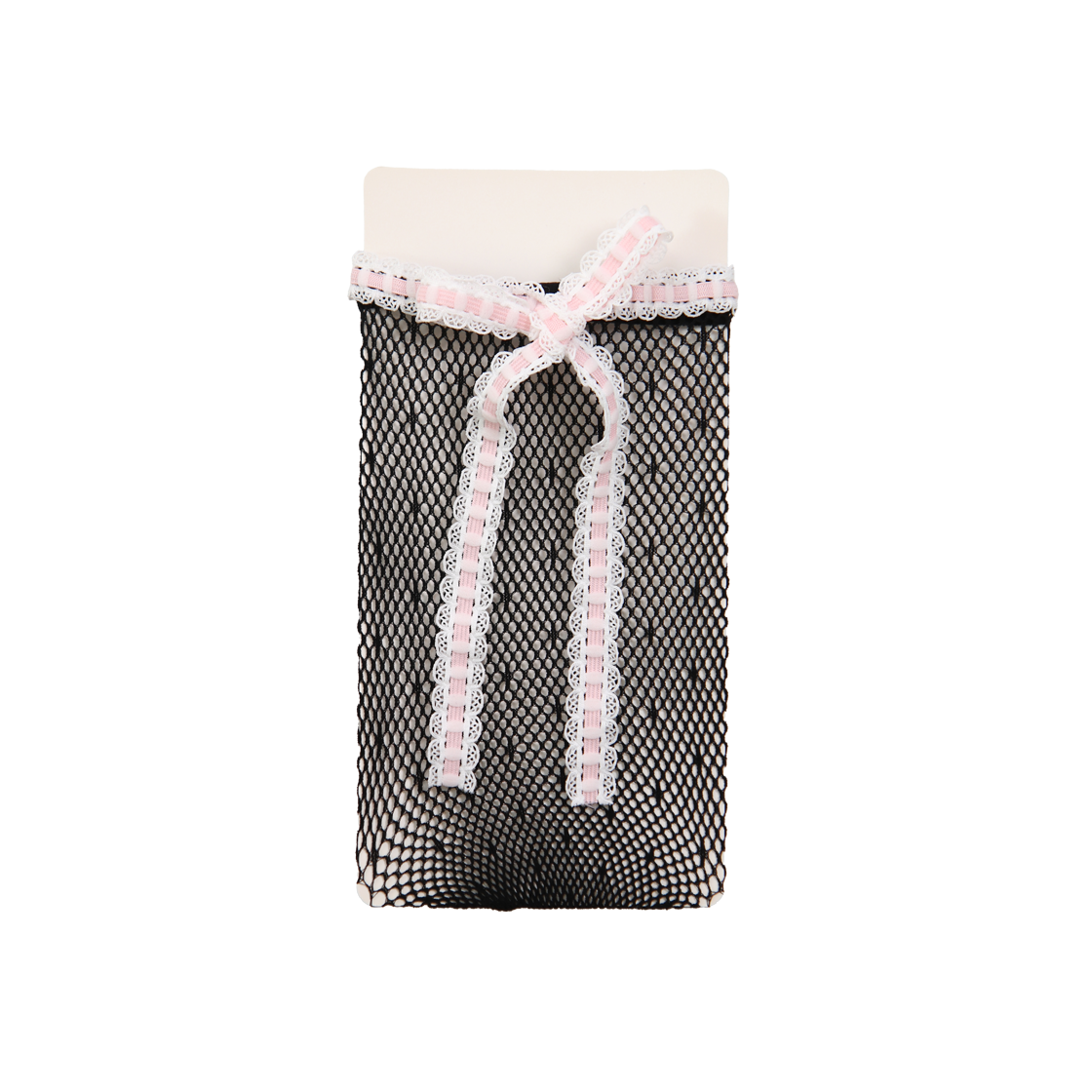 L0000130 Onnitella Ribbon Dia Dot Fishnet Knee Socks Black