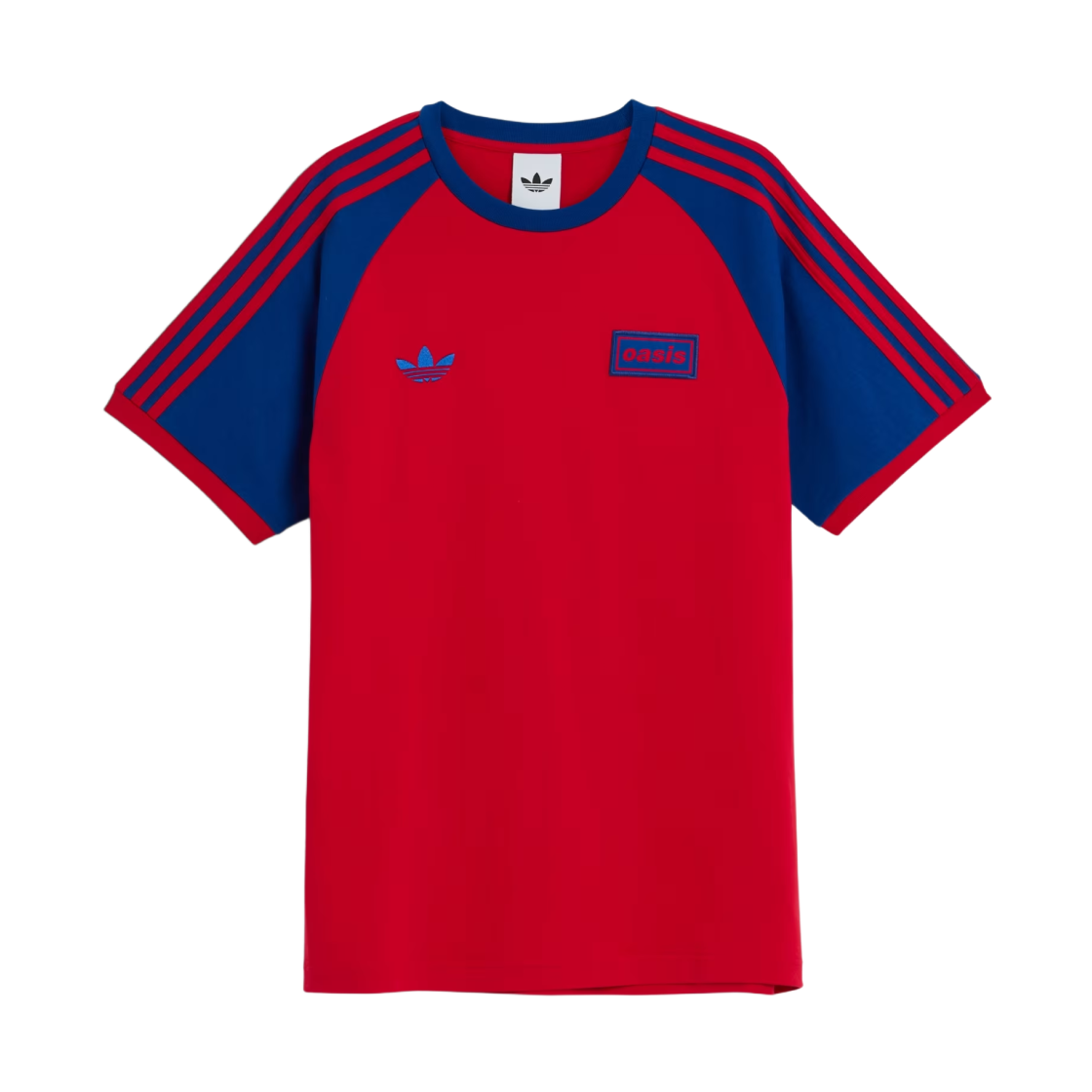 아디다스 x 오아시스 투어 3-스트라이프 티셔츠 베러 스칼렛 - US 사이즈(Adidas x Oasis Tour 3-Stripes T-Shirt Better Scarlet - US Sizing)